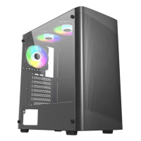Thùng máy Case MAGIC GM-02 | ATX, Sẵn 3 Fan RGB, Đen